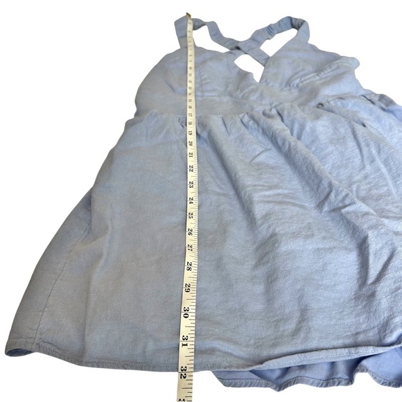 Abercrombie & Fitch Scrunchie Strap Skort Dress Romper Linen Blend Blue Size XL - Picture 8 of 11